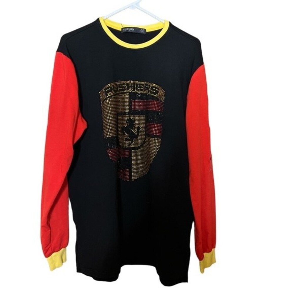Hudson PUSHERS Bling Studded Red Gold Sweatshirt For men Size L